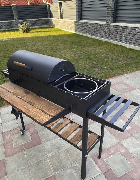 Пересувний мангал гриль з кришкою для барбекю метал 5 мм ПОСИЛЕНИЙ