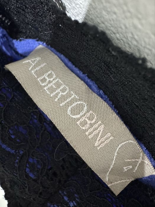 100% Jedwab Alberto Bini S/M 36/38, Luksusowy top bluzka z koronką