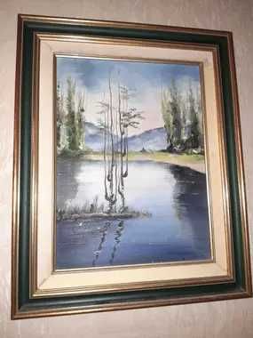 Tela de aguarela motivo paisagem bucólica