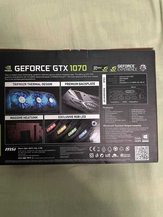 Відеокарта MSI PCI-Ex GeForce GTX 1070 Duke 8GB GDDR5
