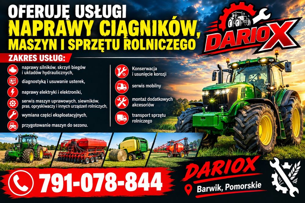 Naprawa i serwis  ciągników i sprzętu rolniczego