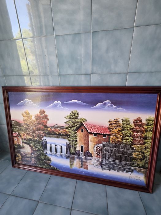 Quadro - Paisagem com moinho de água e cascata