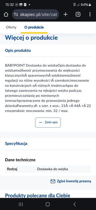 Dostawka do wózka Baby Point uniwersalna.