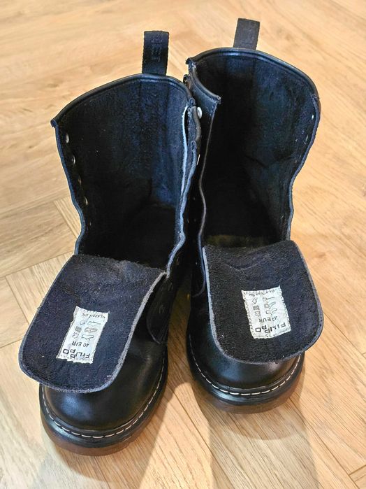 Skórzane botki / workery FILIPPO r. 40 – Skóra naturalna, zamek (styl Martens)