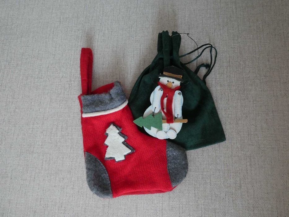 Conjunto de Natal: Boneco de Neve Articulado + Meia de Presentes