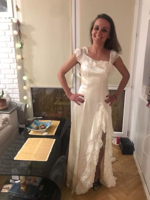 Suknia ślubna jedwabna Polska projektantka ***Okazja***