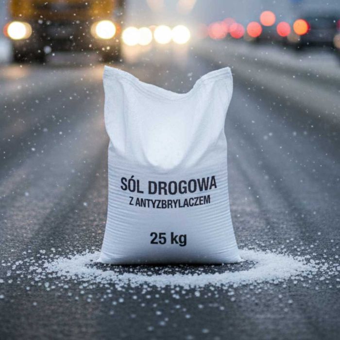 SÓL drogowa z ANTYZBRYLACZEM Chlorek Sodu 1 TONA po25kg KURIER