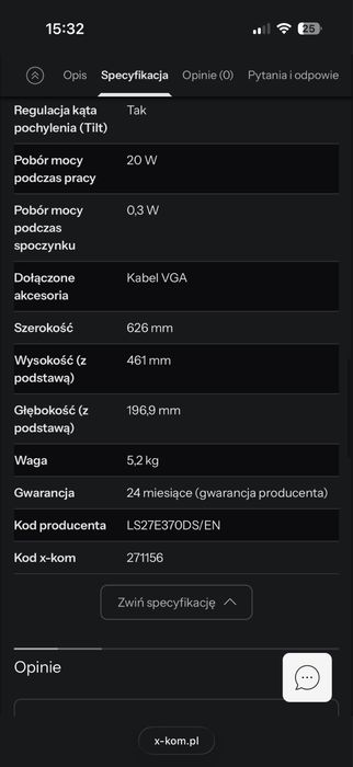 Monitor Samsung 27 cali FullHD 60 hz 4ms