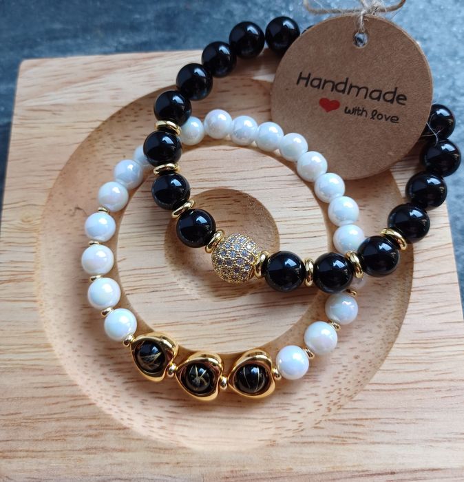 Bransoletka 2w1 z kamienia naturalnego Handmade
