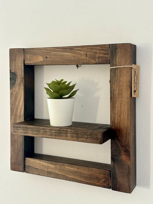 Conjunto de 2 prateleiras em madeira rustica