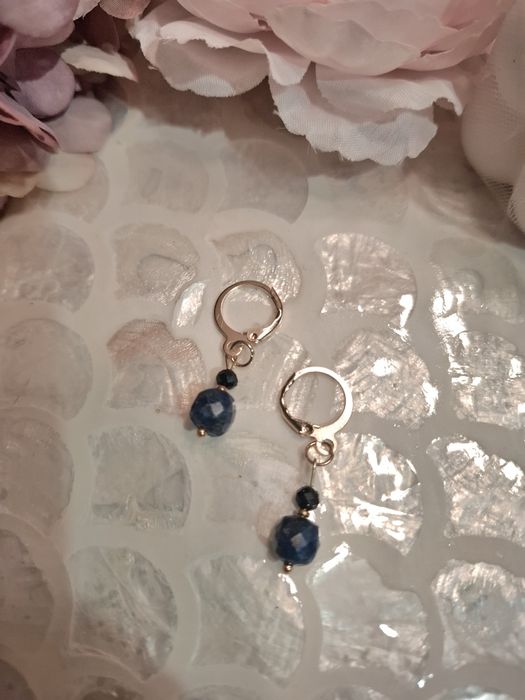 Kolczyki handmade z naturalnych kamieni lapis lazuli noc kairu hematyt