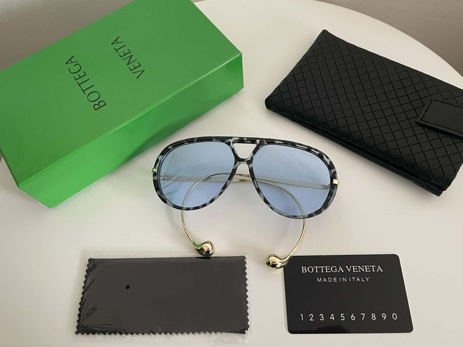 Okulary damskie Bottega Veneta Błękitne Hit