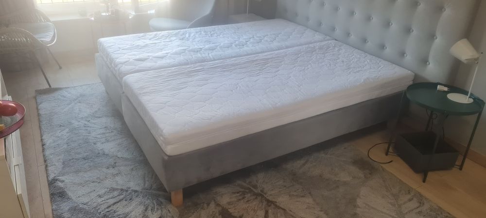 Łóżko tapicerowane 200x180 cm, grafit. Materace gratis.