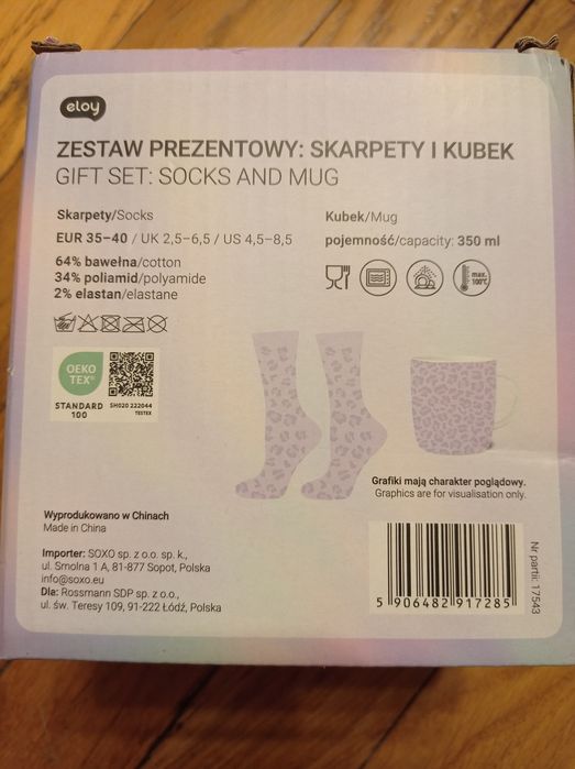 Zestaw prezentowy skarpety i kubek panterka