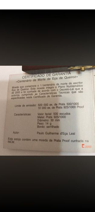Moeda de prata - acabamento Proof