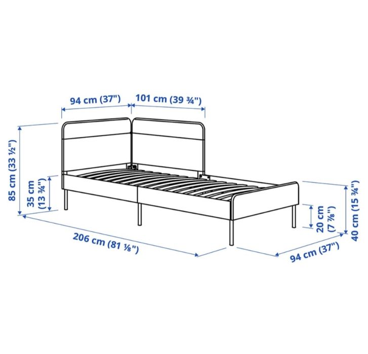 Cama BLÅKULLEN + Colchão MAURANGER | 200x90cm