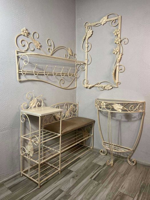 Полка для взуття вішак для одягу ковані меблі банкетка