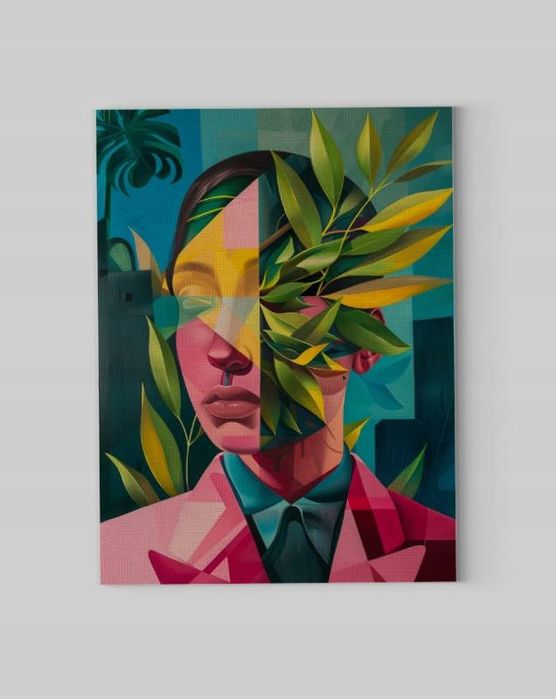 Obraz na płótnie "Kobieta roślin w abstrakcji" 45x60 cm