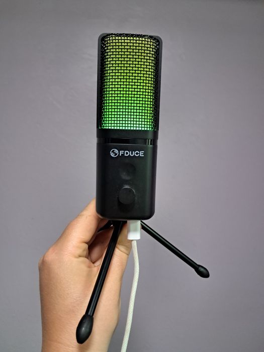 Топовий ігровий мікрофон FDUCE з RGB підсвіткою / Студійний USB мікрофон для стримів та ігор