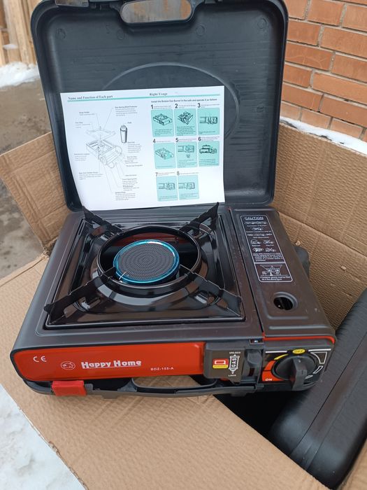 Портативна газова плита, в комплекті є перехідник під великий балон .