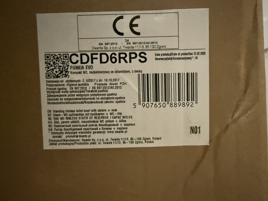 Sprzedam calkiem nowy Kompakt WC DEANTE JASMIN CDJD6RPS