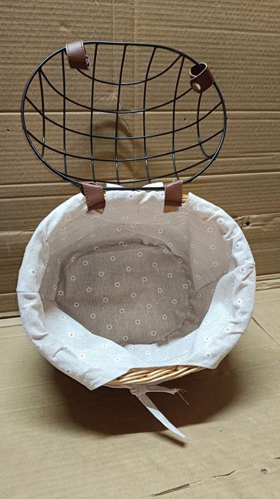 Koszyk rowerowy przedni z wikliny dla psa lub kota