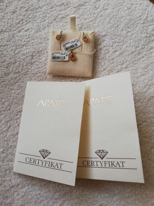 Diament i cytryn zawieszka i kolczyki złoto Apart OKAZJA