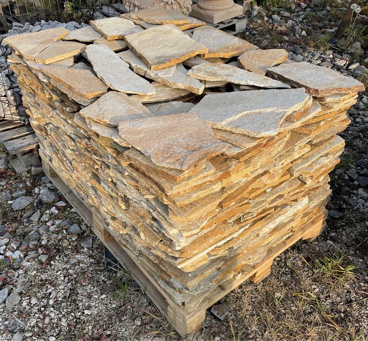 Złoty Łupek Kamień Naturalny na Cokół Okładzina Elewacja Podmurówka