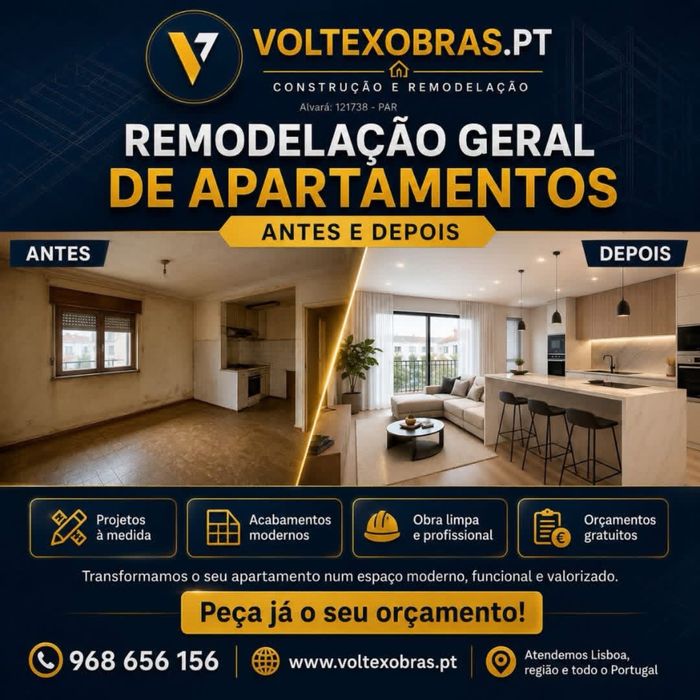 Remodelacao Geral de Apartamentos, casa de banho, cozinha e aplicação de pladur teto falsos e divisorias