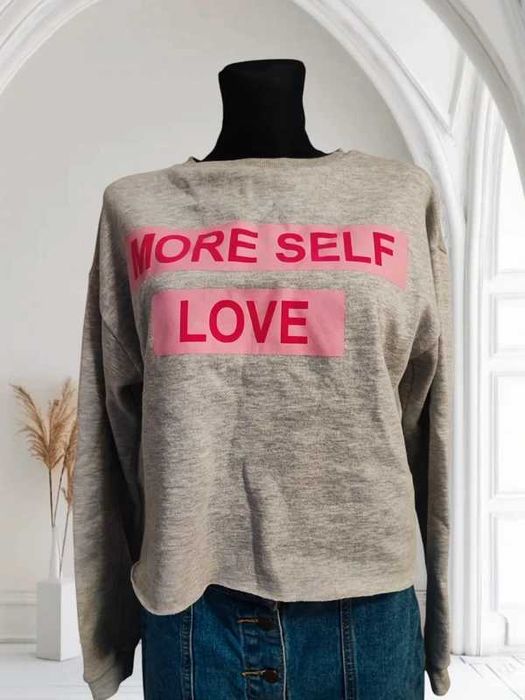 Bluza Primark Szara z różowym napisem  Damska S / 14–15 lat