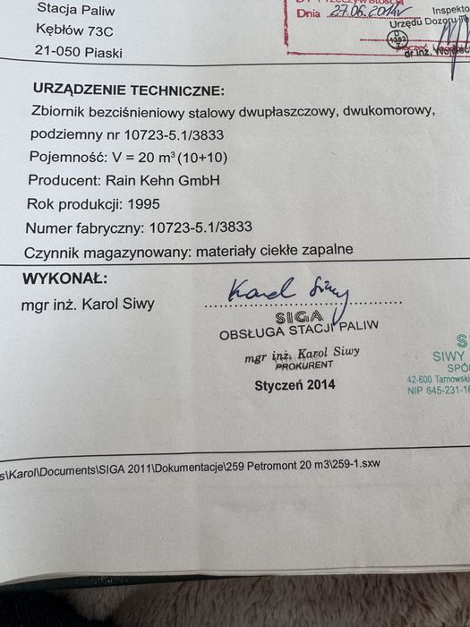Zbiornik dwupłaszczowy, dwukomorowy
