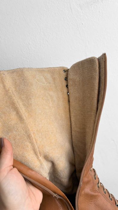 Karmelowe kozaki sznurowane Ryłko 35