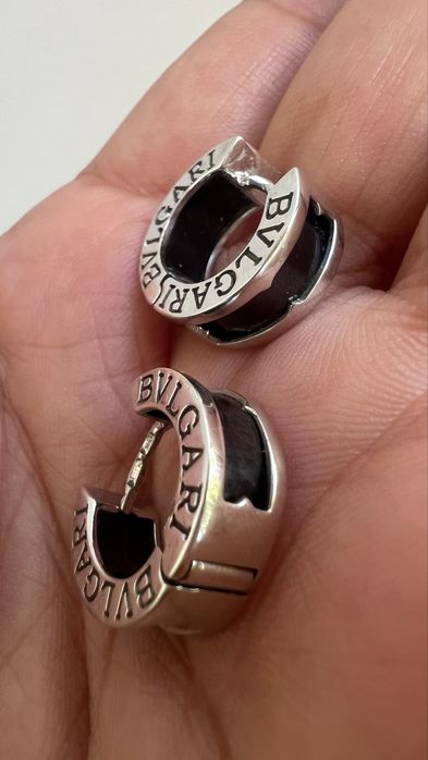 Серьги белое золото 585 оникс Bvlgari вес 7,35