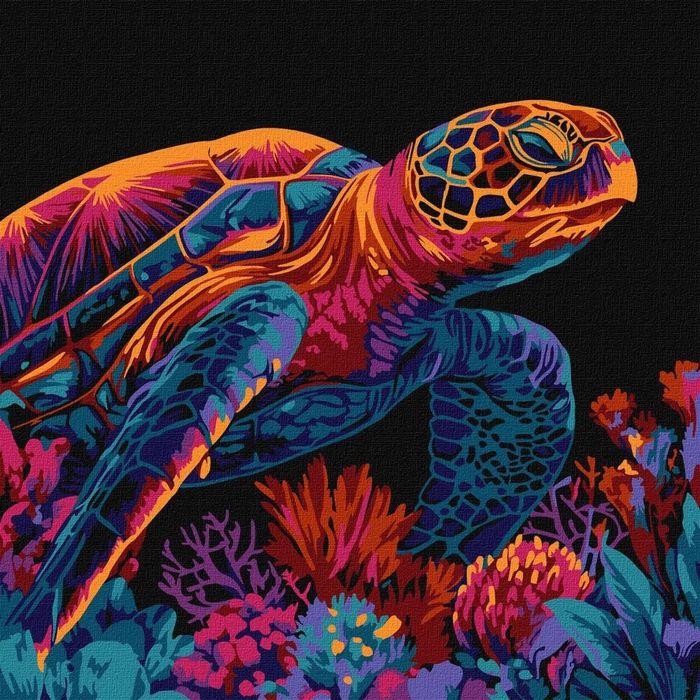 Malowanie po numerach - Tajemniczy żółw 30x30cm pudełko,300x15 mm