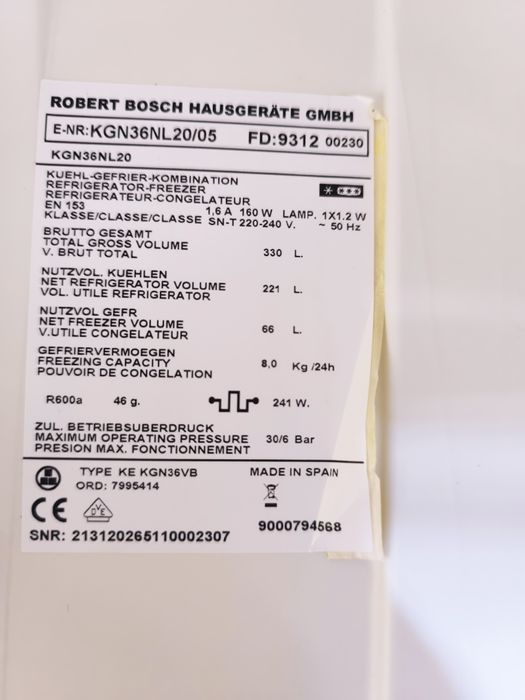 Frigorífico Combinado Bosch Inox A+