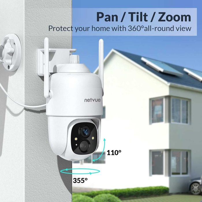 Zewnętrzna Kamera monitoring Bezpieczeństwa 2K HD, z panelem słoneczny