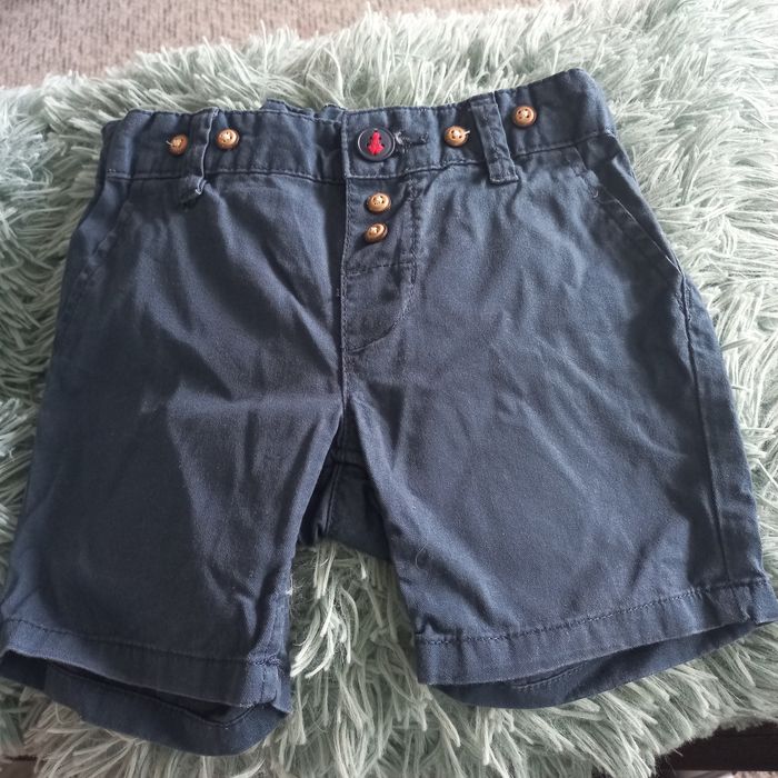 Krótkie granatowe spodenki regulowane rozm 74 H&M
