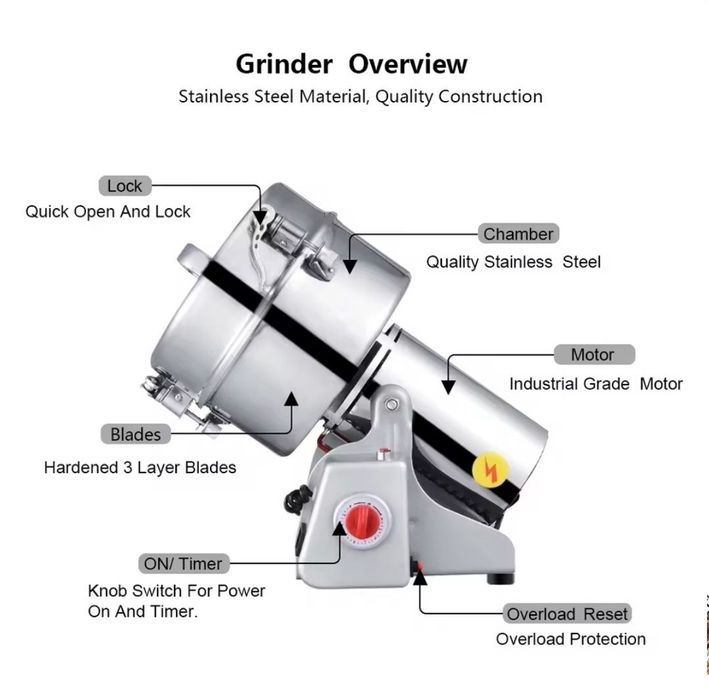 Moinho profissional de especiarias ou café, spice mill for grains or c