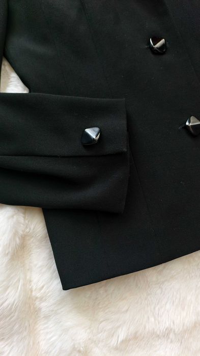 Komplet marynarka spódnica ołówkowa spodnie dzwony czarny matura stan