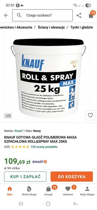 Gładź, gips Roll Spray  Knauf