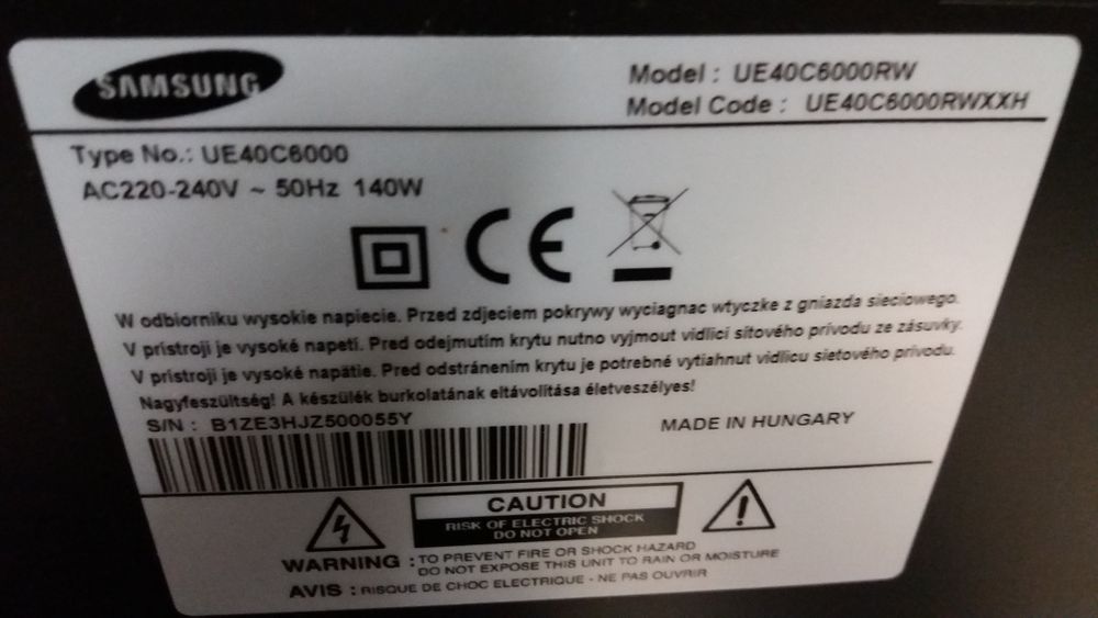 Telewizor  40 cali Full HD LED Samsung UE 40C6000RW z pilotem i DVB-T