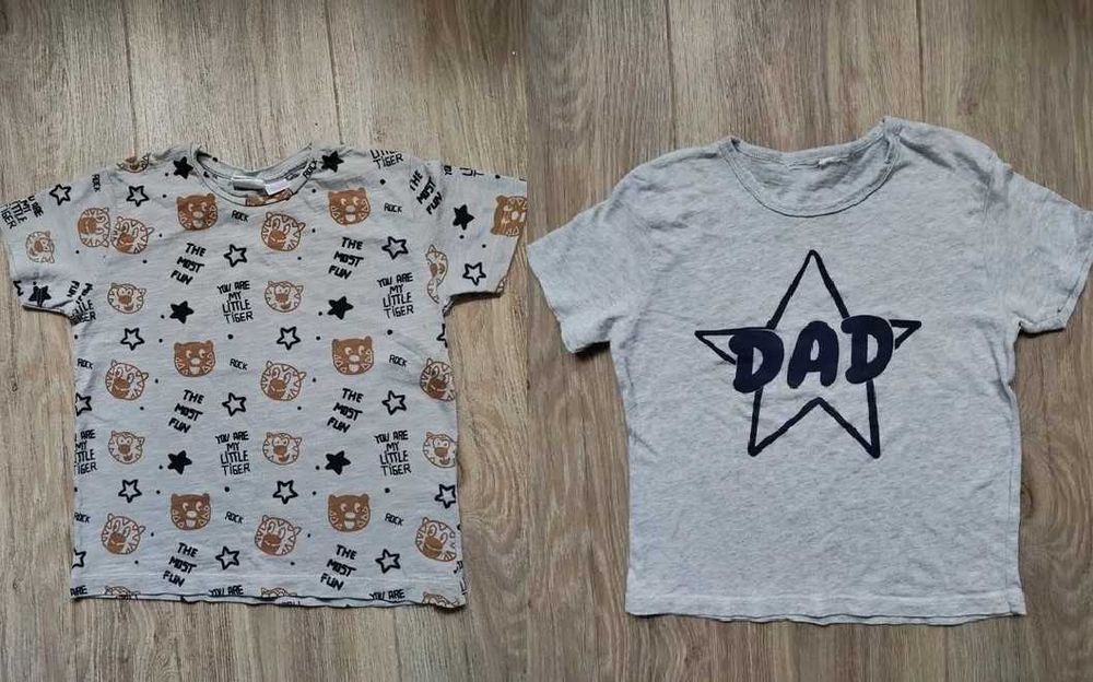 T-shirt ZARA dwupak 104cm 4 lata dla chłopczyka szare koszulki Tata