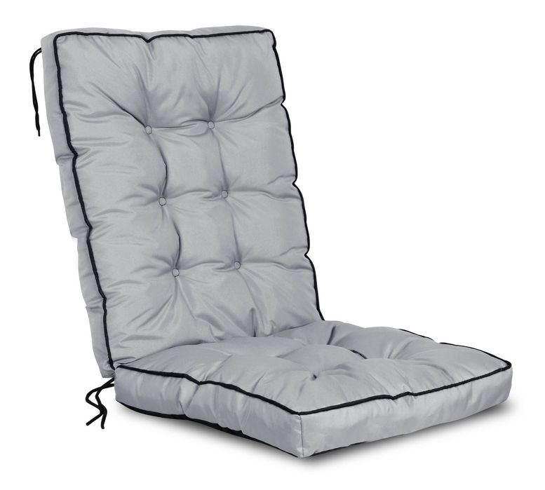 Poduszka ogrodowa na krzesło wysoki bok z lamówką 50x50x80 cm ciemnosz