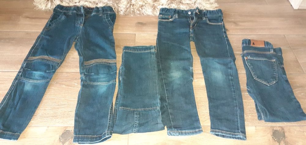 Spodnie dla bliźniaczek 104-110 (4 pary)