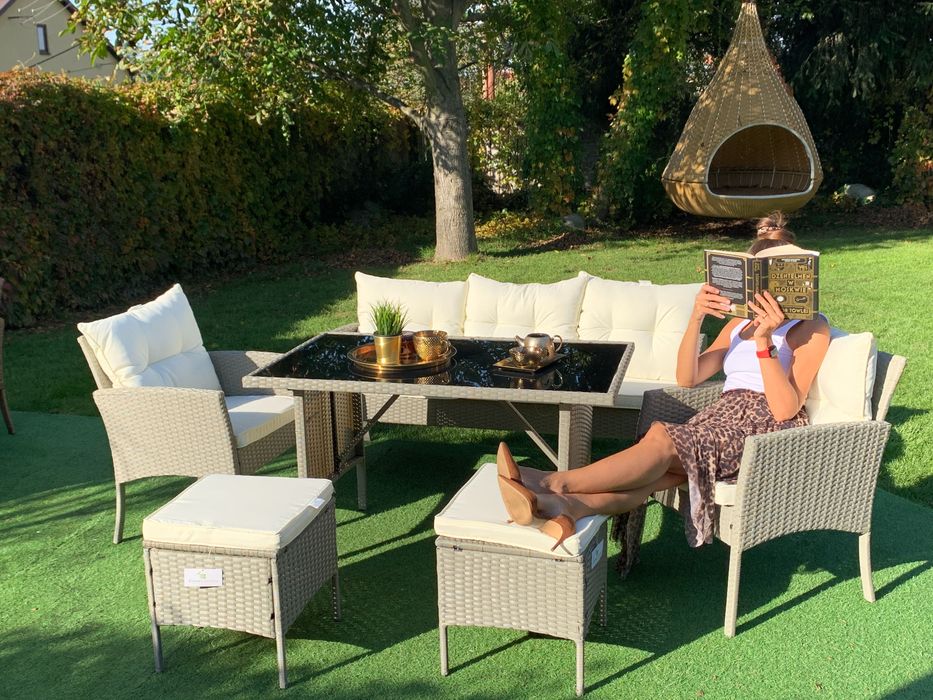 NOWE meble z technorattanu MODENA – zestaw ogrodowy sofa + 2 fotele + stol