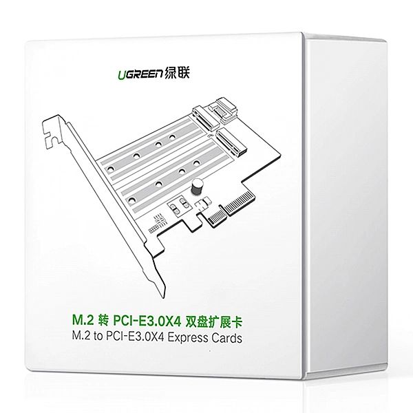 Ugreen karta rozszerzeń adapter PCIe 3.0 x4 do SSD M.2 M-Key / M.2 B-K