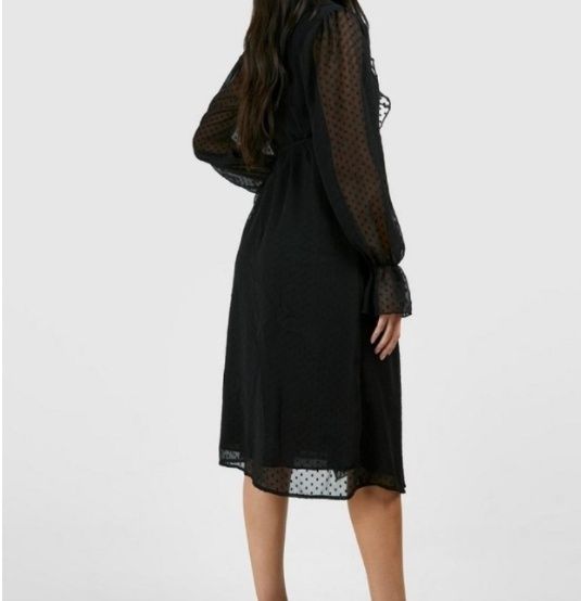 Sukienka ciążowa kopertowa z paskiem, falbany