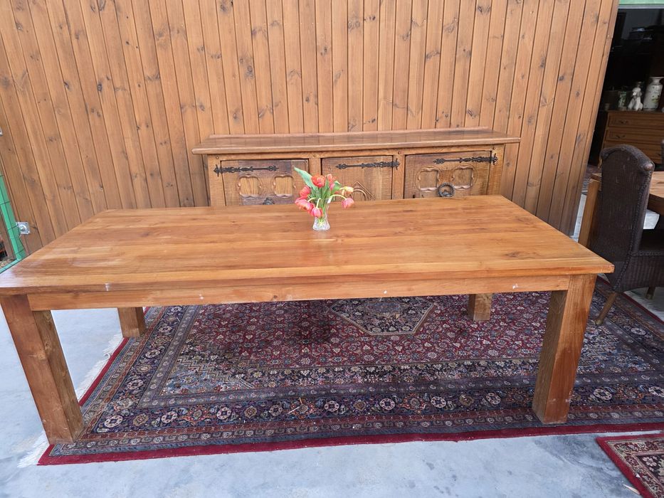 Duży stół tekowy 220 x 100 cm  kolonialny #1678 Stylowy Węgrów