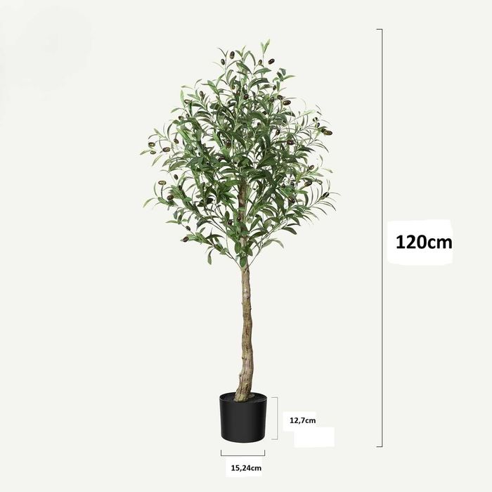 CROSOFMI Zestaw Sztuczne Drzewo Oliwne Oliwkowe 120 cm 2 sztuki