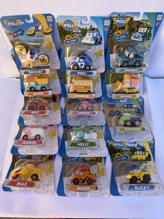 Металева машинка Poli Полі Робокар Хеллі Спукі Сенді Макс
